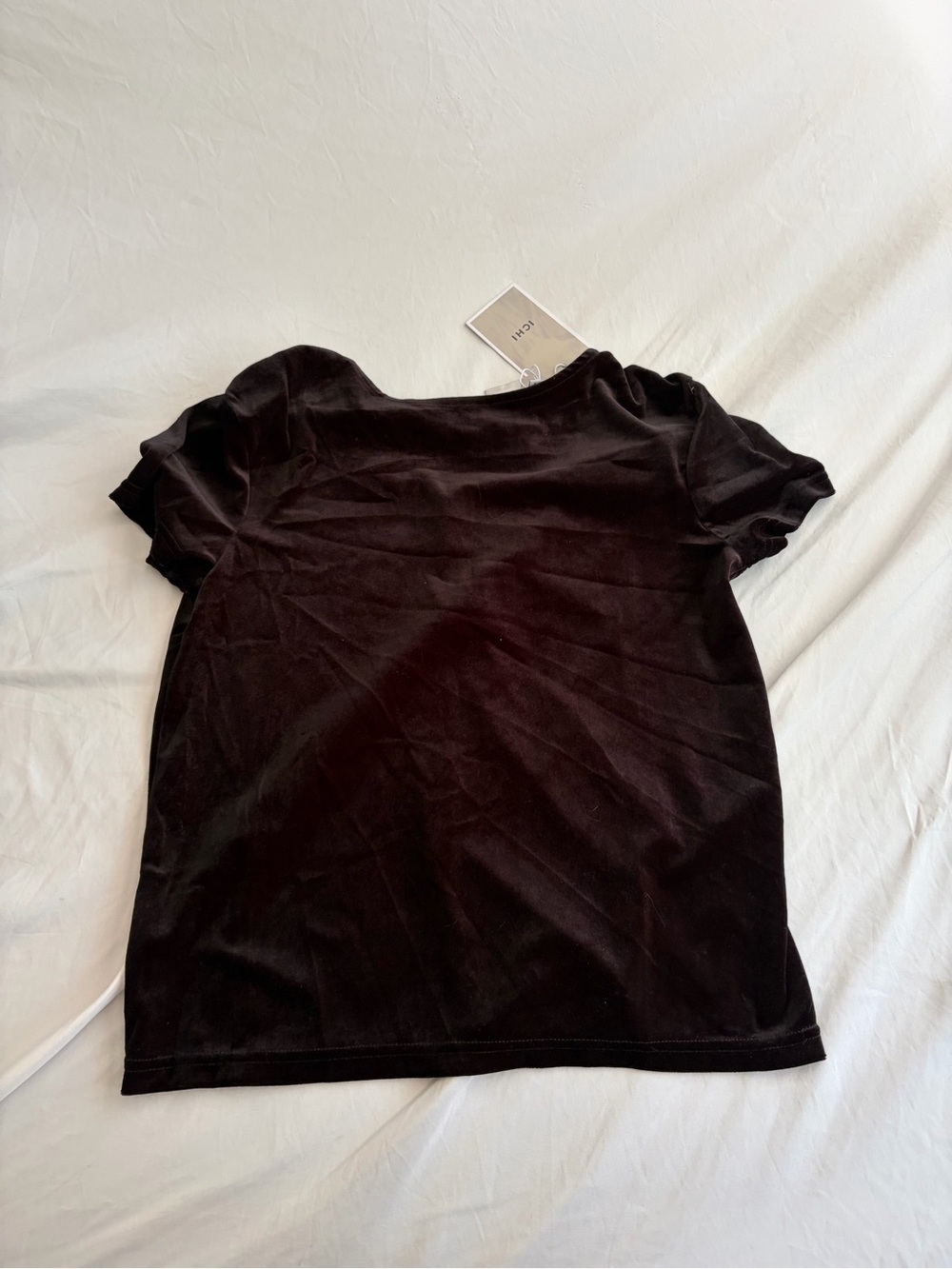 ICHI Black Velvet Short Sleeve Shirt Sizes S